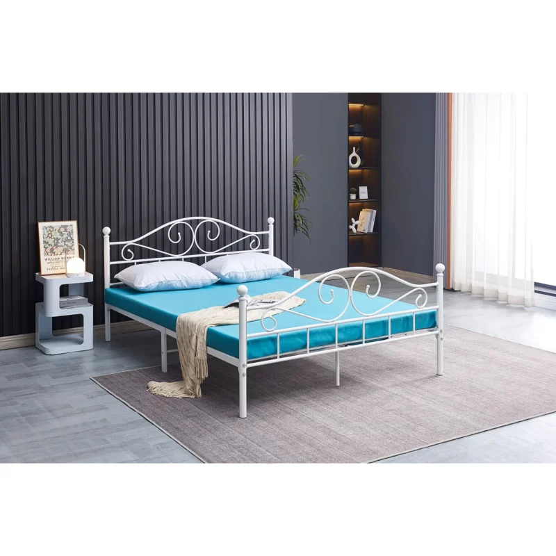 AS2637-white-1 Judi 5ft Metal Bed Frame (White)