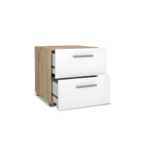 PEPE NIGHTSTAND OAK+WHT GLOSS