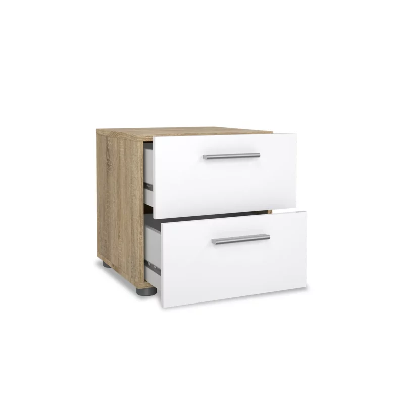 PEPE NIGHTSTAND OAK+WHT GLOSS
