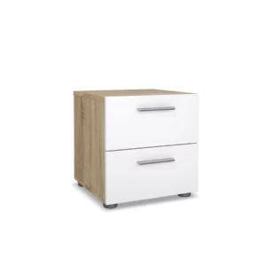 PEPE NIGHTSTAND OAK+WHT GLOSS