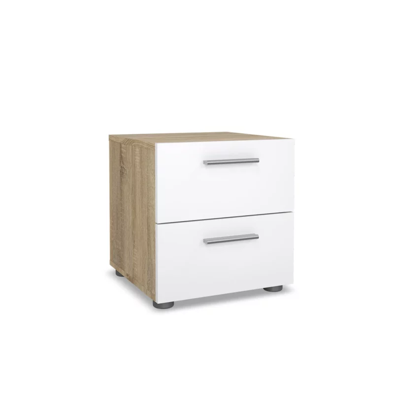 PEPE NIGHTSTAND OAK+WHT GLOSS