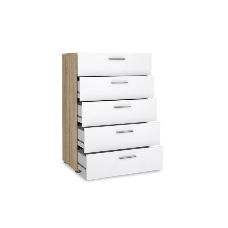 PEPE CHEST 5DRWS OAK+WHT GLOSS