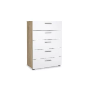 PEPE CHEST 5DRWS OAK+WHT GLOSS