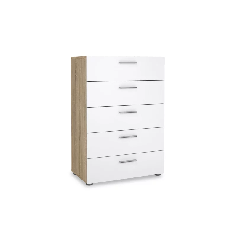PEPE CHEST 5DRWS OAK+WHT GLOSS
