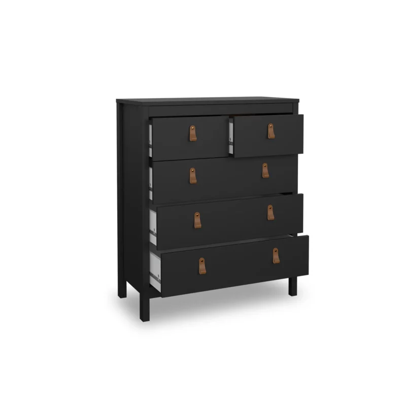79661GMGM-MADRID-5 MADRID Black Wood Effect Chest of Drawers