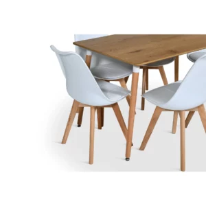 MT102DC1935-OAK-16-18 DNG SET 1+6 OAK+WHT WOOD LEGS