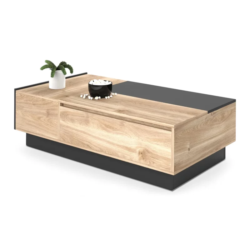 COFFEE TABLE HNY OAK+BLK+ANTRC