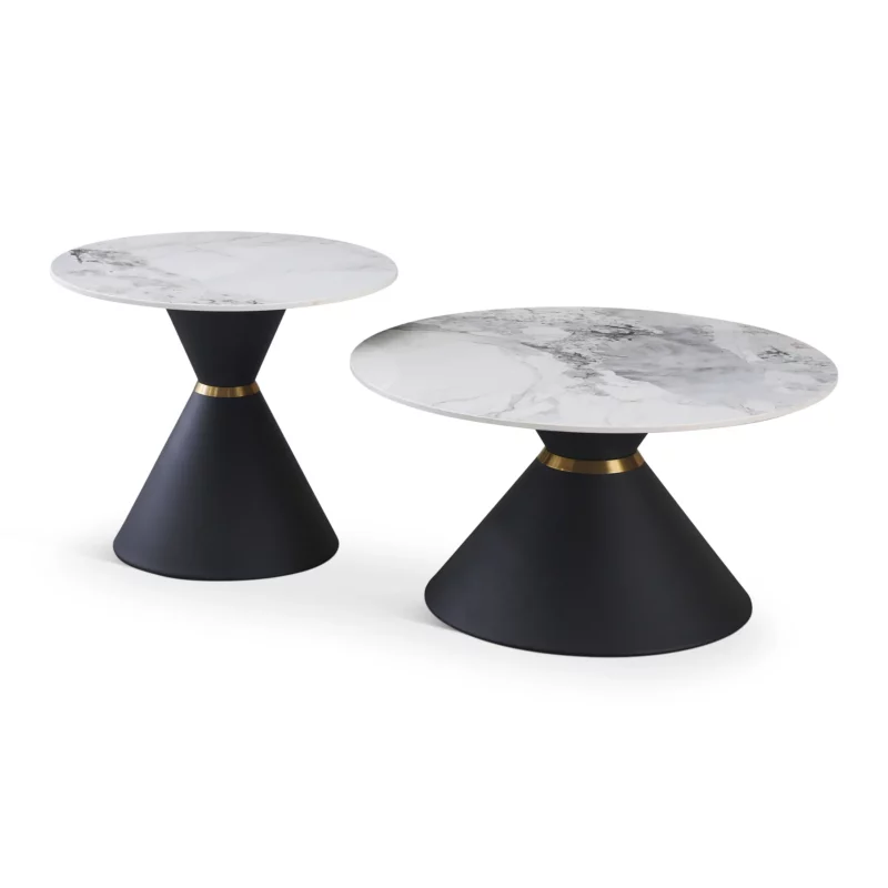 COFFEE TABLE 2PCS WHITE MARBLE