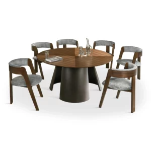 DINING SET NATURAL WLNT+GREY