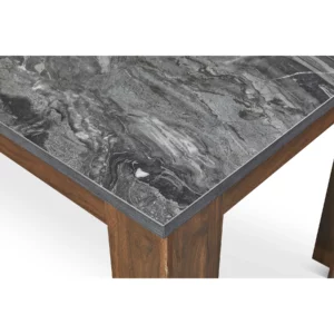 DINING TABLE MRBL BLK+WLNT LEG