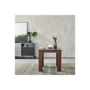 DINING TABLE MRBL BLK+WLNT LEG