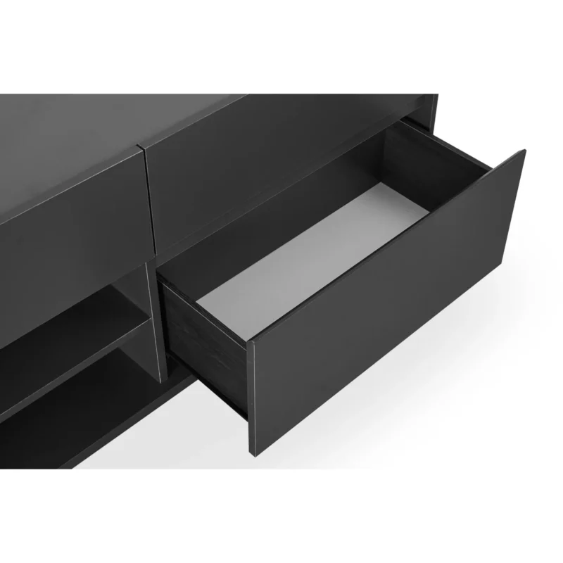 PEARLEX Dark Grey Wood Effect TV Stand