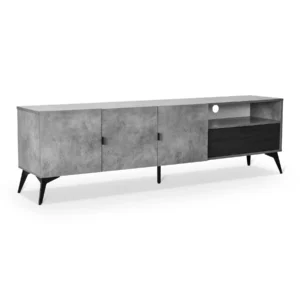 DAZZLI Cement and Blak Oak Finish TV Stand