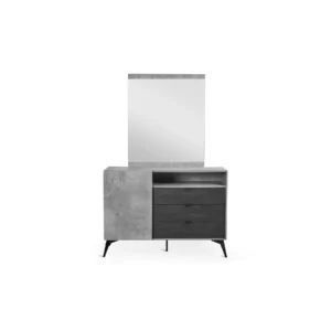 DRESSER+MIRROR BLACK OAK+CMNT