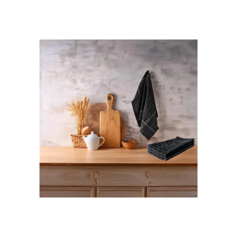 KTSOHO-BLACK SOHO KITCHEN TOWELS BLACK 4 PI