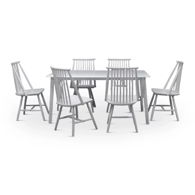 DNG SET 1+6 WHITE WOOD