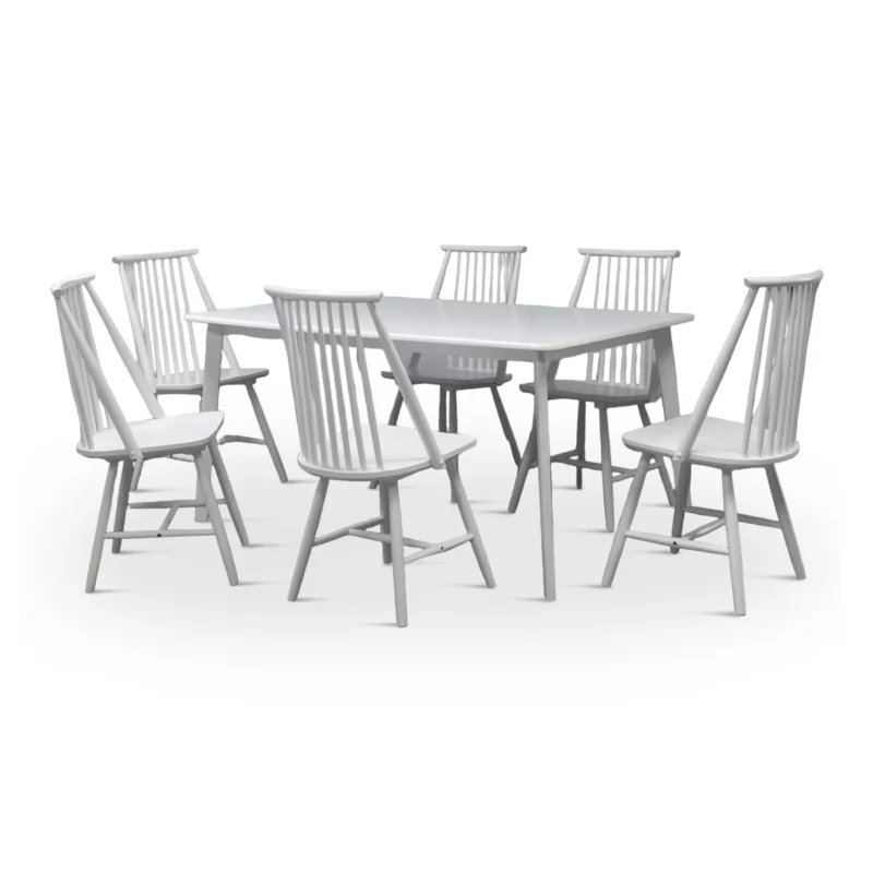 DNG SET 1+6 WHITE WOOD