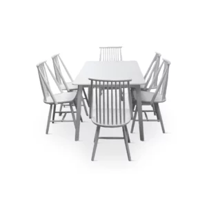 DNG SET 1+6 WHITE WOOD