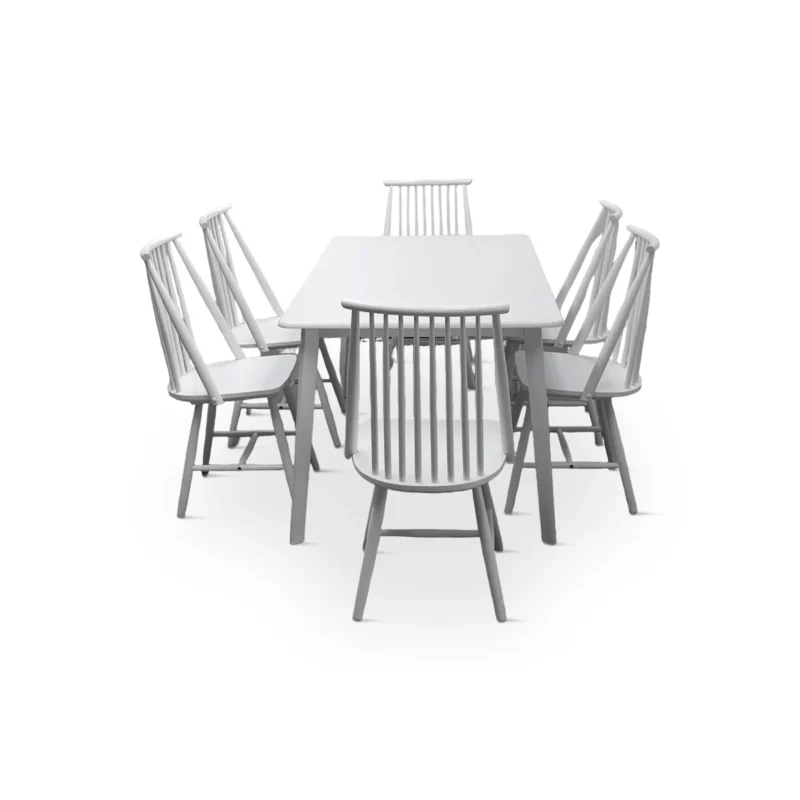 DNG SET 1+6 WHITE WOOD