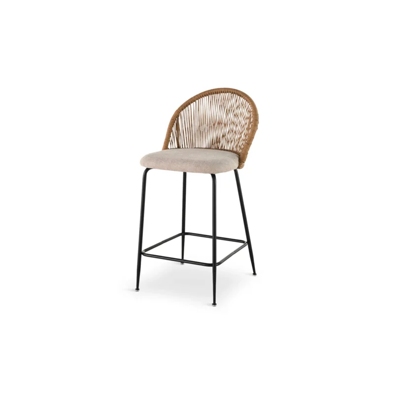 TABLER Beige Fabric Bar Stool