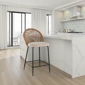 TABLER Beige Fabric Bar Stool