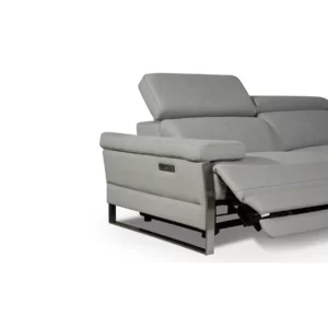 3 SEATER REC SOFA GREY LEATHER