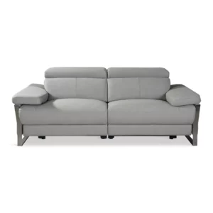 3 SEATER REC SOFA GREY LEATHER