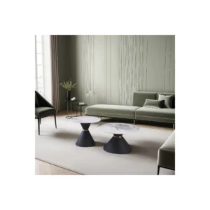 COFFEE TABLE 2PCS WHITE MARBLE