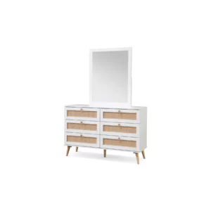 RZ-1001-DRMR-WHITE MANGI White Rattan Dresser