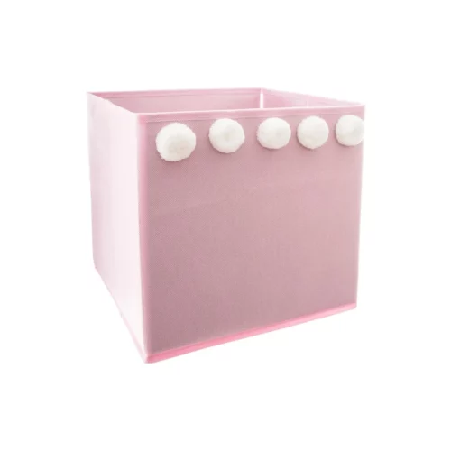 STORAGE BOX PINK WITH POM POM