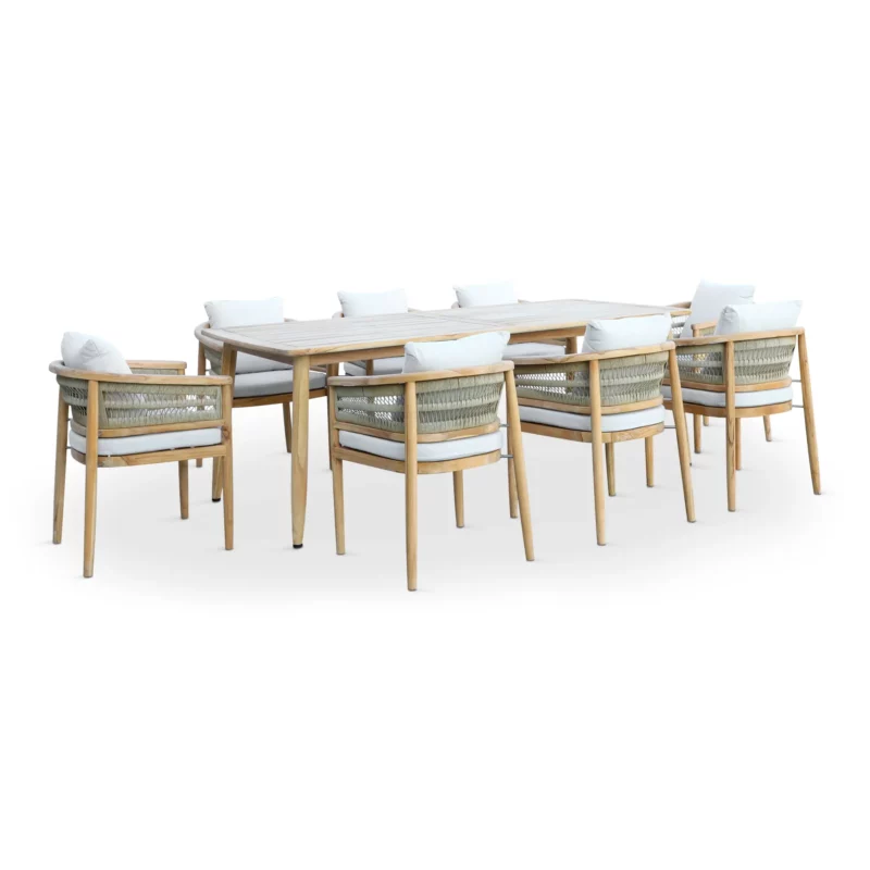 OUTDOOR DINING SET BEIGE+WHITE