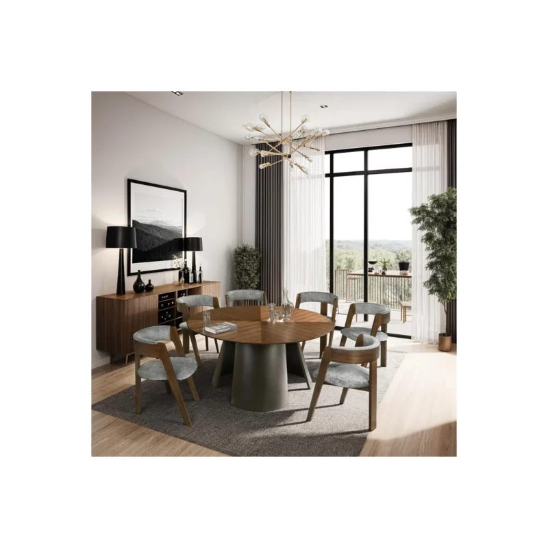 DINING SET NATURAL WLNT+GREY