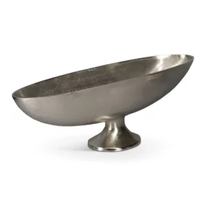 ABSTRACT OVAL VASE ALUMINM SLV