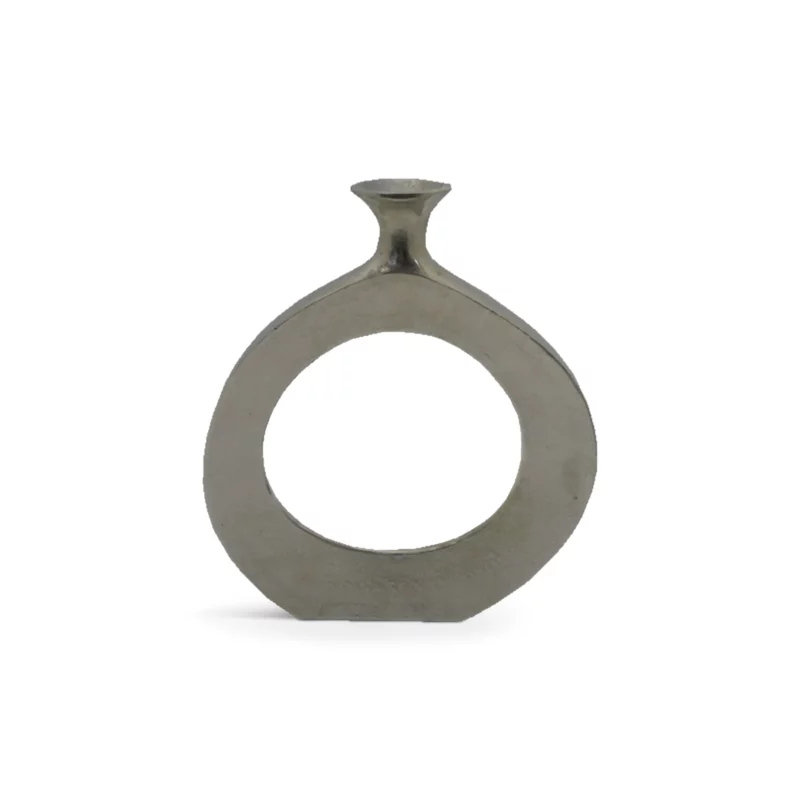 ABSTRCT CIRCLE VASE ALMNM SLVR