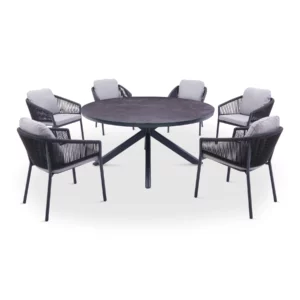 OUTDOOR DNG SET RND TBL D.GREY