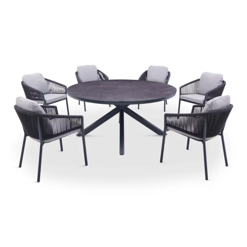 OUTDOOR DNG SET RND TBL D.GREY