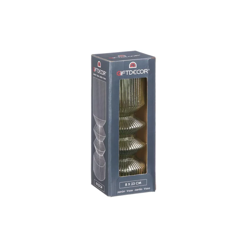 STRIPED VASE GREEN HIGH