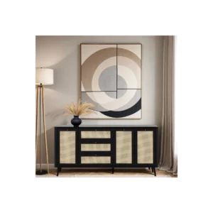 BUFFET KUTA51A BLK+RATTAN