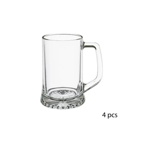 BEER GLASS X4 HANDLE 32CL