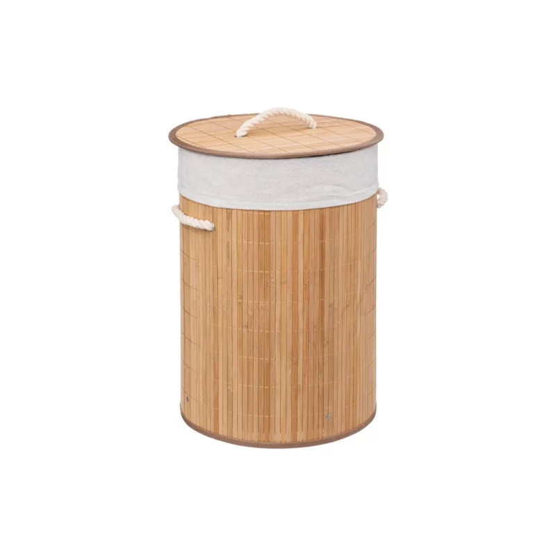 174780-1 ROUND BAMBOO LAUNDRY BASKET