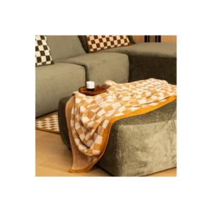 204456-3 THROW KNIT CHECKED 130X180