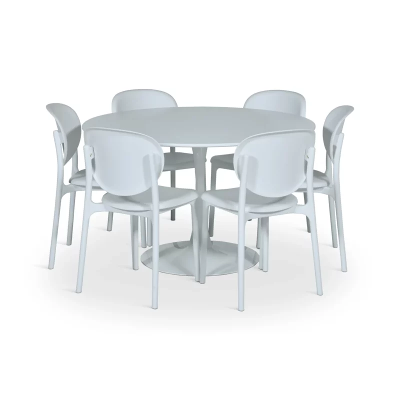 DINING SET 1+6 W-02 WHITE
