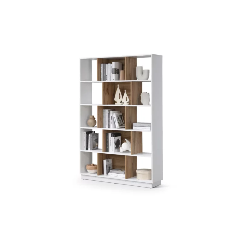 BOOKCASE WHITE+WOTAN OAK