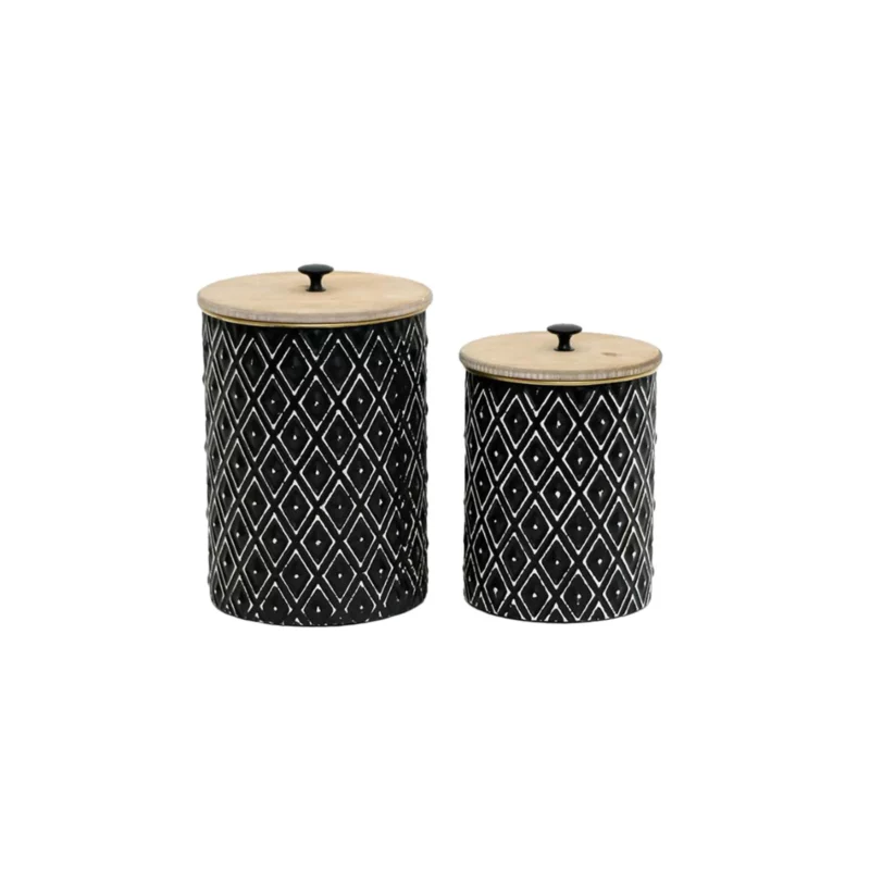 023451-1 CRUSE BOX SET 2PC MTL WOOD BLK