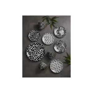 SAFARI PLATE SET7 WHT BLK