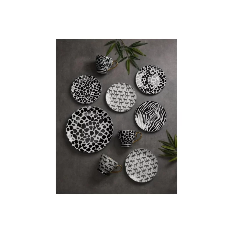 SAFARI PLATE SET7 WHT BLK