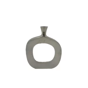 ABSTRACT OVAL VASE ALUMINM SLV