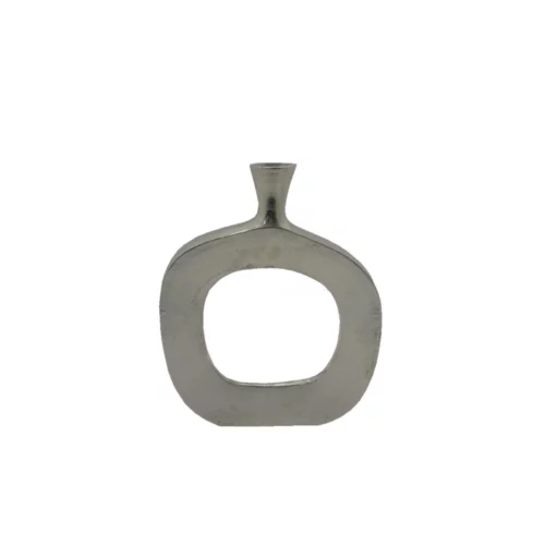 ABSTRACT OVAL VASE ALUMINM SLV