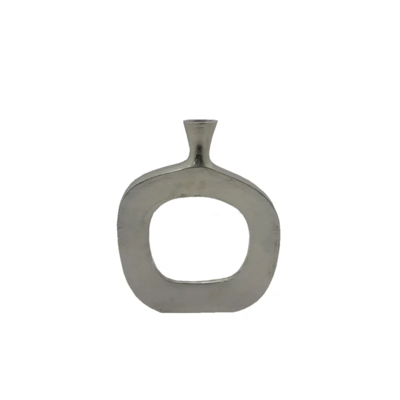 ABSTRACT OVAL VASE ALUMINM SLV