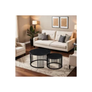 COFFEE TABLE 2PCS BLACK MARBLE